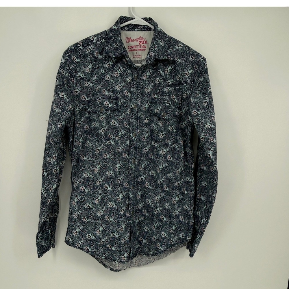 Wrangler 20X Competition Advanced Comfort Paisley Skull Western Shirt Mens S